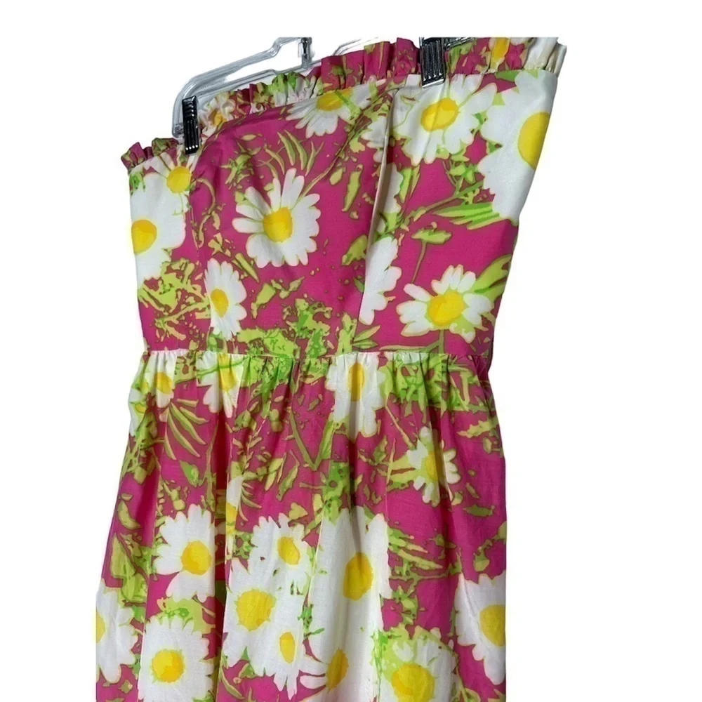 Lilly Pulitzer Briddie Strapless daisy silk dress size 0 - Picture 6 of 12